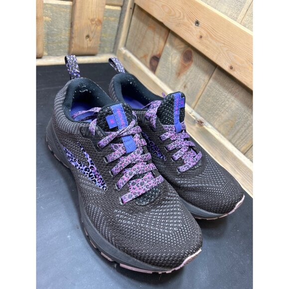 Brooks Revel 5 Womens Running Shoes 6.5 Black & Purple Leopard Print Mesh Lightw - Picture 2 of 9